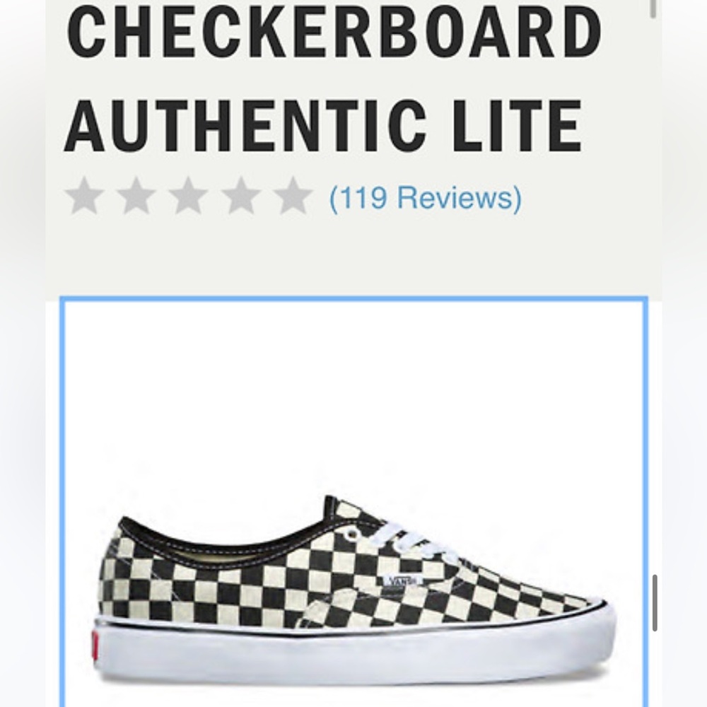 Vans Checkerboard Authentic Lite 🖤 US Women 6 / US Men 4.5 | Léger et iconique